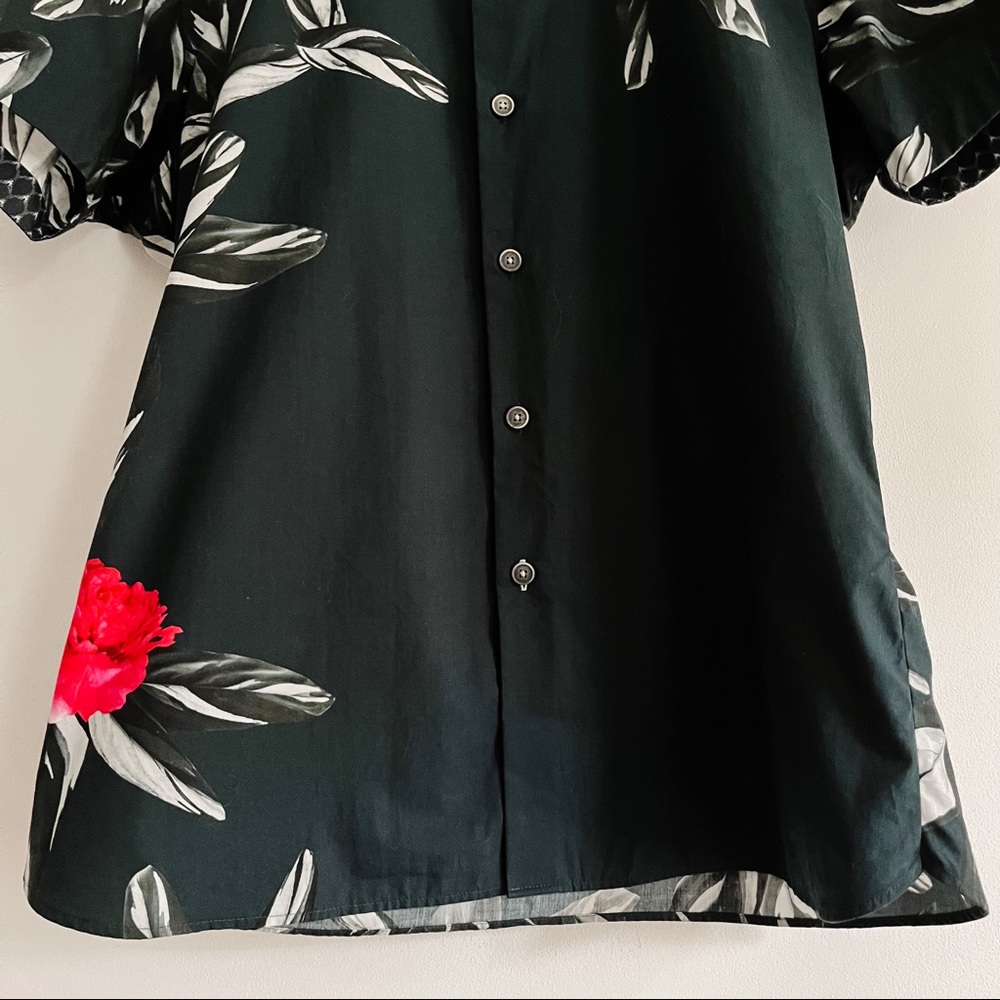 Ted Baker Men’s T For Tall Slim Short Sleeved Dress Shirt Tropical Floral Print - Picture 8 of 13